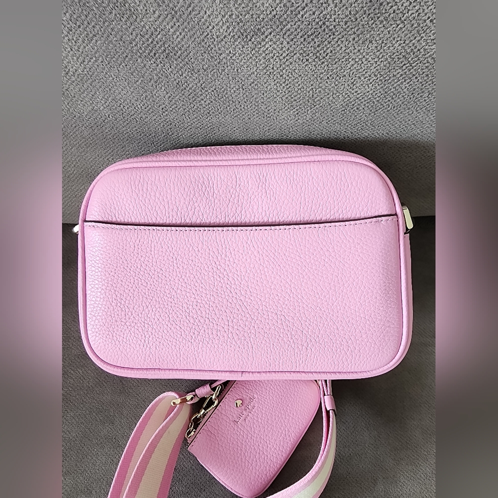 Kate Spade Emma Pebbled Leather Crossbody Bag Mandavilla Pink - Picture 9 of 9
